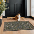 Washable Dark Vintage Floral Rugs for Entryway - Small 2x4 Runner Rug for Kitchen Bathroom Door Mat Indoor Entrance with Bird & Botanical Pattern, Brown Earthy Tones, Non Slip Low Pile