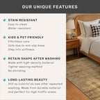 Large Brown Golden Rug for Dining Room Table - Rustic Farmhouse 9x12 Area Rug for Living Room, Bedroom Under Bed, Non Slip with Rubber Backing & Stain Resistant