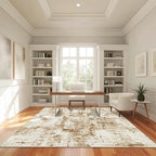 FMFUNCTEX 5x7 Washable Area Rug Brown Beige Abstract Modern Neutral Non Slip Low Pile Indoor Carpet Soft Thin Throw Rug for Entryway Entrance Living Room Bedroom Dining Office Nursery Kitchen Laundry