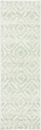 SAFAVIEH Adirondack Collection Runner Rug - 2'6" x 8', Green & Ivory, Modern Diamond Distressed Design, Non-Shedding & Easy Care, Ideal for High Traffic Areas in Living Room, Bedroom (ADR131Y)