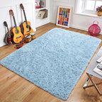 Beglad Fluffy Area Rugs 4x6 Feet, Modern Minimalist Style Shag Rugs, Non-Slip Indoor Carpet Soft Rugs for Bedroom, Living Room & Kids Room, Cobalt Blue