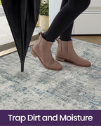 DEXI Area Rugs for Entryway 2x3, Washable Low Pile Modern Abstract Entry Rug Non Slip, Small Indoor Door Mat for Bedroom Kitchen Entrance Hallway, Blue