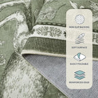 Lahome Boho Animal Washable Rugs for Living Room 8x10, Green Soft Rugs for Bedroom, Botanical Large Boho Non Slip Dining Room Carpet for Under Table Office Kids Playroom (8x10ft,Green)
