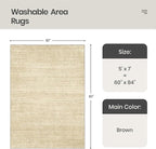 Valenrug Washable Rug 5x7 - Stain Resistant 5x7 Area Rugs for Living Room, Non Slip Backing Printed Rugs for Bedroom, Folable Machine Washable Area Rug (5'x7', Brown)