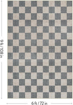 LIVEBOX Machine Washable Area Rug 6x9 Checkered, Non Slip Soft Large Bedroom Living Room Rug Farmhouse Neutral Classic Geometric Pattern Boys Rug, Indoor Carpet for Den Dorm Playroom(Grey,6'x9')
