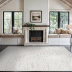 Beverly Rug Micro Loop Area Rug White/Gray 8x10 Abstract Modern Luxury Brushstroke Durable Soft Indoor Rugs for Living Dining Room Office Stain Resistant Non Shedding Casual Indoor Carpet 8 x 10