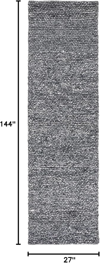 SAFAVIEH Natura Collection Runner Rug - 2'3" x 12', Dark Grey, Handmade Wool Blend, Textured Design, Ideal for Hallway, Bedroom, Foyer (NAT620H)
