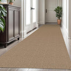KOZYFLY Extra Long Runners for Hallways 3x16 ft Washable Kitchen Runner Non Slip Rubber Backed Hallway Rug Cotton Entryway Runner Rug Floor Carpet for Indoor Hall, Kitchen, Stair, Tan/Orange/Brown
