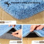 2x3 Blue Rugs for Bedroom Living Room, Fluffy Small Area Rug Soft Shag Carpet for Kids Boys and Girls Room with 4 Rugs Non-Slip Stickers Dorm Home Decor (2ft x 3ft)