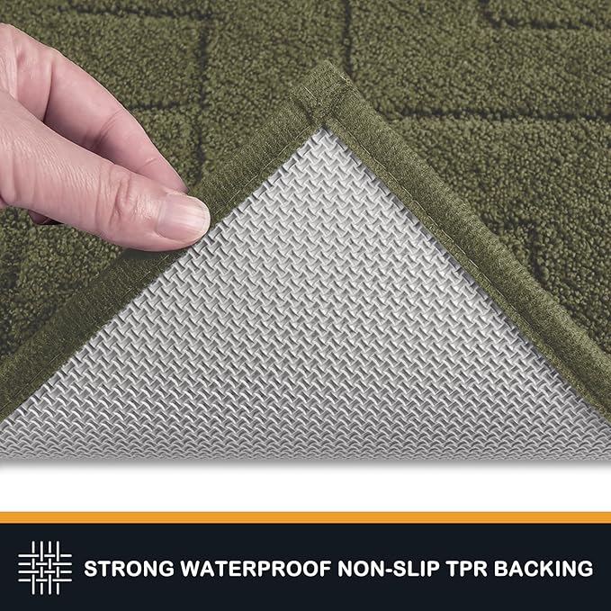 PURRUGS Dirt Trapping Door Mat 32" x 47", Non-Slip Machine Washable Entry Rug, Shoe Scraper, Dog Doormat, Super Absorbent Welcome Mat for Front & Back Door, Muddy Wet Shoes & Paws, Sage Green