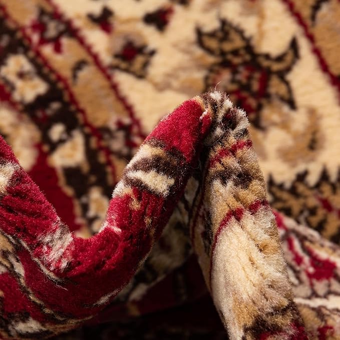 Unique Loom Sialk Hill Collection Area Rug - Washington (5' Square Burgundy/Cream)