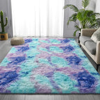 Shag Area Rug, 4 X 6 Tie-Dyed Plush Fuzzy Rugs for Living Room, Ultra Soft Fluffy Furry Rug for Bedroom, Indoor Carpet Nursery Rugs for Kids Room Home Decor, Rainbow