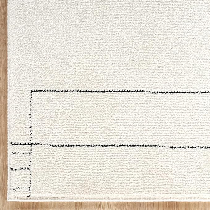 Abani Cream Area Rug – 6' x 9' – Oliver Collection – Geometric Linework Pattern – Non-Shedding, Easy to Clean – Durable for Living Room, Bedroom, or Office, Pet & Child Friendly