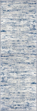 Modern Abstract Runner Rug 2x6, Blue White Washable Kitchen Runner Non-Slip Soft Hallway Rug Runner Thin Print Faux Wool Carpet for Entryway Bedroom Laundry Room Indoor Home Decor