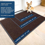 OLANLY Front Door Mat Indoor Outdoor Entrance, Waterproof Heavy Duty Doormat, Fade Resistant, Low Profile, Easy Clean Patio Porch Welcome Floor Mats for Entry, 47x17, Brown