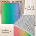 Rainbow Washable 3x5 Area Rugs for Living Room, Thin Low Pile Contemporary Carpet, Non-Slip Base Lightweight Rug