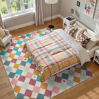jinchan Macy Area Rug 8x10 Kids Washable Rug Indoor Floor Cover Non Slip Modern Soft Rug Playroom Diamond Carpet for Elementary School Classroom Nursery Daycare Living Room Bedroom Confetti on Cream