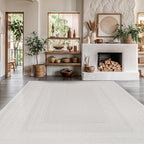 Micro Loop Indoor Rug White 10x14 Boho Geometric Neutral Area Rugs for Living Room Soft Luxury Modern Low and High Pile Durable Stain Resistant Non-Shedding Indoor Area Carpet 10 x 14