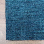 Hand Knotted Loom Wool ECO-Friendly Area Rugs - 2'6''x6', Runner, Blue Color, Solid Plain Design, High Pile Thick Handmade Anti Skid Area Rugs for Living Room, Bed Room (L00111)