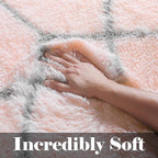 ONASAR Area Rugs for Bedroom Living Room, Washable 4x6 Fluffy Pink and Grey Throw Rug, Shaggy Geometric Soft Plush Floor Carpet for Nursery Girls Teen Playroom Dorm Home Decor Aesthetic