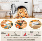 Floral 2x6 Area Rug Machine Washable Soft Print Boho Carpet Non Slip Doormat Low Pile Flower Area Rugs for Living Room Bedroom Nursery Kitchen Dining Room Indoor-Yellow/Orange