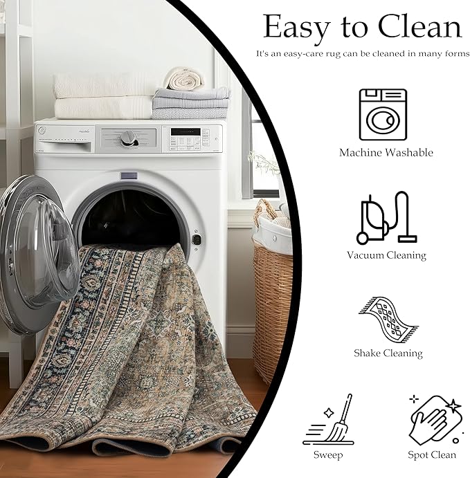 Area Rug Non Slip Machine Washable Ultra Soft Living Room/Bedroom/Kitchen/Outdoor/Classroom Vintage Brown, 4'×6'