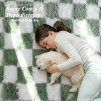 6x9 Area Rugs for Living Room Bedroom, Soft Fluffy Shaggy Bedside Rug, Indoor Floor Carpet for Kids Playroom, Dorms, Nursery Rooms, Home Decor (Green & White 6'x9')