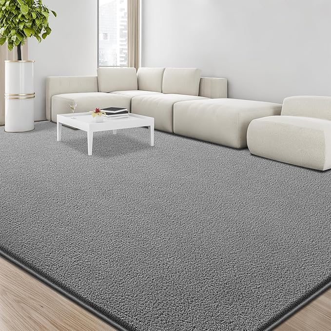 Large Area Rugs for Living Room Bedroom, 5x8 Feet Grey Rug, Minimalist Modern Shag Rug, Soft Thick Comfy Memory Foam Indoor Carpet, Non-Slip Washable Rug for Boys Girls Dorm Nursery Room Home Decor