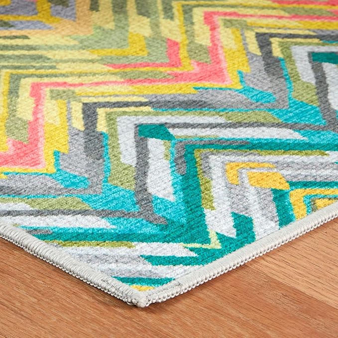 Dash & Albert Seneca Multi Machine Washable Rug, 2 X 3 Feet, Multi Graphic Pattern