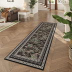 Rugcomf 2x6 Runner Rug Impressionist-Style Vintage Kitchen Rugs Non Slip Washable Soft Carpet Runner for Kitchen Laundry Bedroom Bathroom, Black