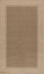 Moynesa Brown Striped Border Easy Jute Indoor Outdoor Entryway Rug 3x5, Washable Patio Rug Non Slip with Rubber Backing, Farmhouse Modern Carpet for Balcony Backyard Bedroom Living Room Dining Room