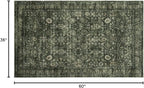 Morebes Vintage Throw Rugs, 3x5 Washable Rug Non Slip, Soft Area Rug for Bedroom, Distressed Non-Shedding Floral Rug for Entryway Bathroom Kitchen Foyer Bedside Playroom Christmas Decor,Dark Green