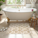 Lahome Moroccan Washable Rug Entry Rug-Non-Slip Kitchen Rugs - 2x3 Small Area Rug Indoor Door Mats for Entryway Soft Throw Doormat Indoor Entrance Non-Shedding Bathroom Bedroom Rugs Taupe Bedside