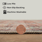 GLN Rugs Traditional Collection - Machine Washable Area Rug, Traditional Washable, Non Slip, Low Pile Chenille Rug, Living Room, Bedroom, Kitchen Rug (8' x 10' Terra/Multicolor 1153)