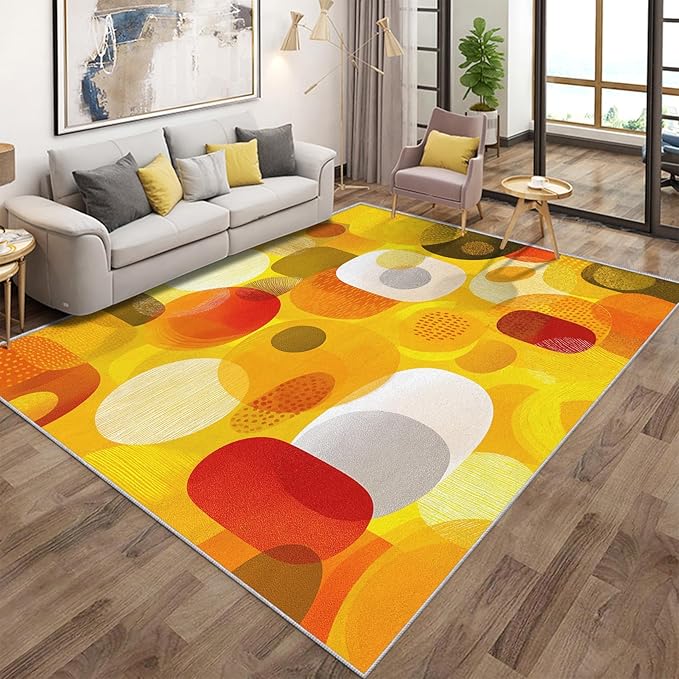 Abstract Geometry Rugs for Home Decor, 3x4 ft, Mid Century Modern Area Rugs for Living Room, Soft Non Slip Washable 70s 80s Geometric Carpet Bedroom Decorations Dt-Ghf-19