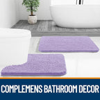 OLANLY Toilet Rugs U-Shaped 24x20, Extra Soft Absorbent Chenille Contour Bathroom Rugs for Toilet, Dry Quickly, Machine Washable, Non-Slip Bath Mat, Lavender