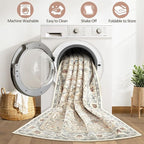10x12 Area Rug Living Room: Washable Boho Large Neutral Vintage Soft Rugs Stain Resistant Farmhouse Non Slip Indoor Floor Carpet for Bedroom Nursery Kids Playroom Office Dining Room- Cream Blue