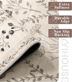 YIHOUSE 8x10 Washable Rug for Living Room, Beige Floral Rugs for Bedroom Boho Area Rug Non Slip Ultra-Thin Large Rug for Kids Playroom, Classroom, Girls Dorm, Nursery, Beige Multi