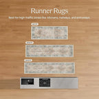 RUGGABLE Washable Vintage Runner Rug – Kamran Hazel 2.5x7, Stain-Resistant, Non-Slip Hallway Runner – Machine Washable Rug for Hallway, Entryway, Living Room & Kitchen–with Standard Pad