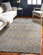 Unique Loom Marilyn Monroe Glam Collection Area Rug - Trellis (8'x 10' Rectangle, Gray Gold/ Gold)