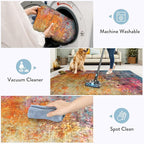 Lahome Modern Abstract Area Rug - 3x5 Washable Kitchen Rugs Colorful Bedroom Rug Non Slip Entryway Rugs, Rainbow Contemporary Indoor Floor Accent Carpet for Kitchen Sink Living Bathroom Doorway
