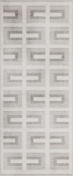 ReaLife Rugs Machine Washable Area Rug Runner - Living Room Bedroom Bathroom Kitchen Entryway Office - Non-Slip Baking Low Pile Stain Resistant Premium - Modern Geometric - Remi - Beige 2'6" x 8'