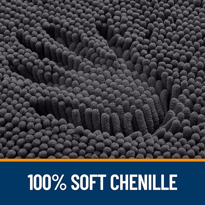 OLANLY Bathroom Rugs 34x21, Extra Soft Absorbent Chenille Bath Rugs, Rubber Backing Quick Dry, Machine Washable Bath Mats for Bathroom Floor, Tub and Shower, Home Decor Accessories, Dark Grey