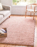 Unique Loom Davos Shag Collection Area Rug - Solid (4' 1" x 6' 1" Rectangle, Dusty Rose)