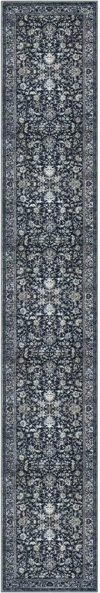 KILOCOCO Runner for Hallway 3x16 Runner Rug Printed Vintage Floral Washable Rug Kitchen Runners Soft Non-Slip Low Pile Hallway Runners Laundry Room Distressed Boho Rugs, Navy/Charcoal
