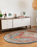 Unique Loom Isabella Collection Area Rug - Rossellini (5' 1" x 8' Oval, Rust Red/ Beige)