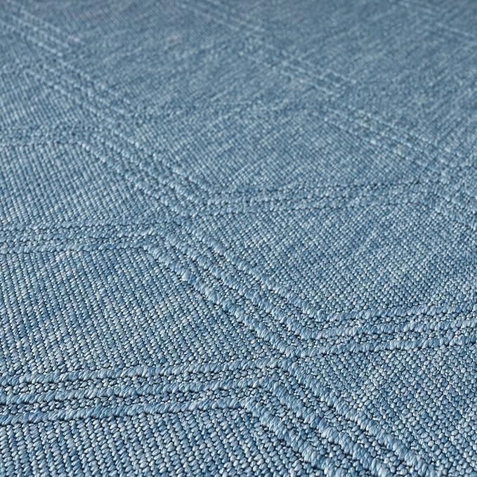 LUXE WEAVERS Modern Farmhouse Blue 6x9 Washable Area Rug, Anti-Slip Diamond Pattern Carpet