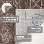 KILOCOCO Boho Entryway Rug 3x5 Area Rug Washable Non Slip Throw Rugs Soft for Kitchen Living Room Dining Bedroom Geometric Moroccan Carpet, Rust Red