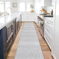 Lahome Moroccan Washable Rug Runner 2x10 Non-Slip Runner Rug for Kitchen Stain Resistant Grey Carpet Runners for Hallway 10 Ft, Modern Geometric Print Soft Floor Carpet for Bathroom Entryway Foyer