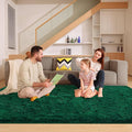6x9 Dark Green Rugs for Living Room Bedroom, Fluffy Large Area Rug Soft Shag Non-Slip Carpet for Kids Boys and Girls Room Dorm Home Decor (6ft x 9ft)
